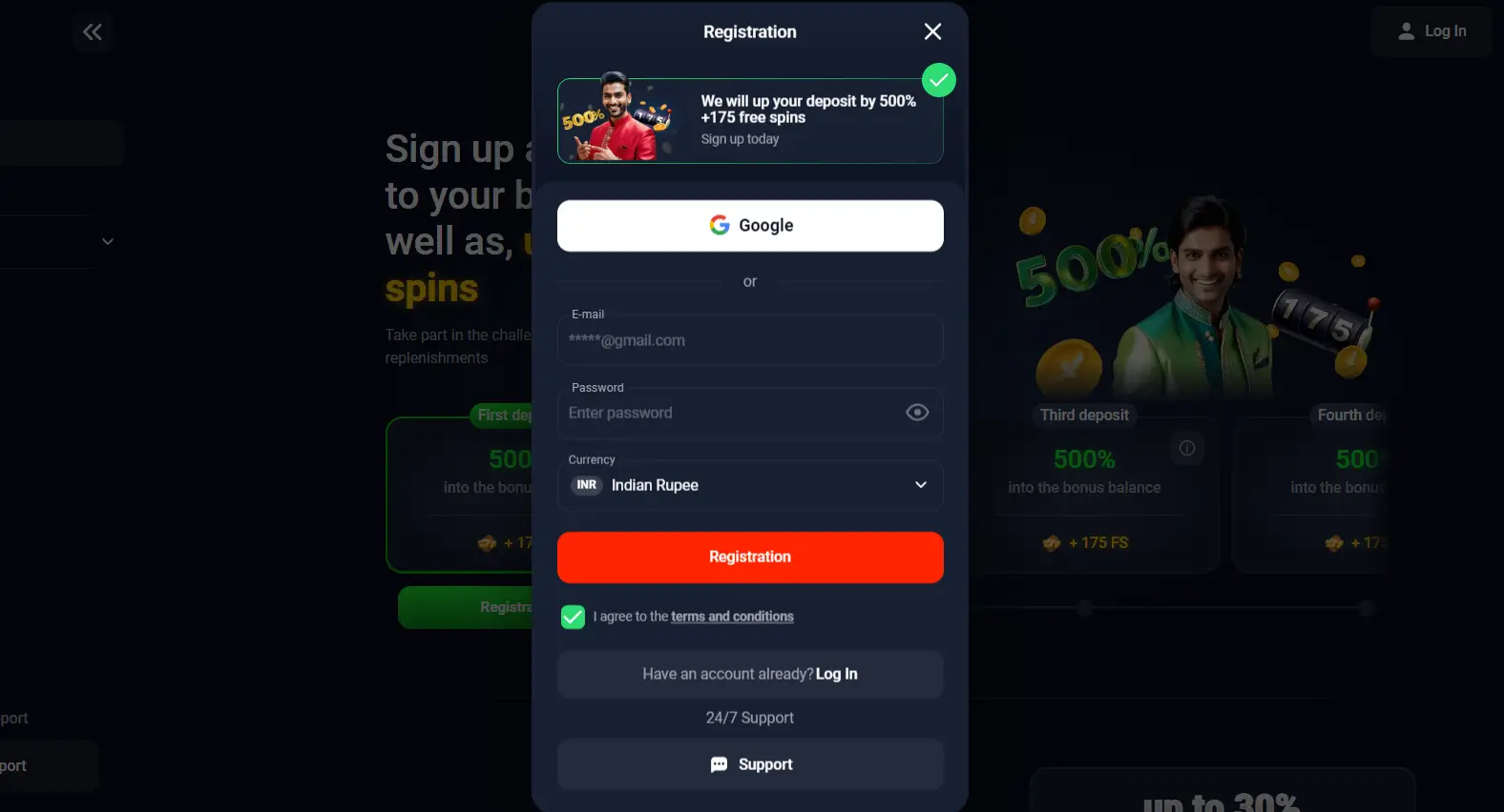 Registration at TopX Casino